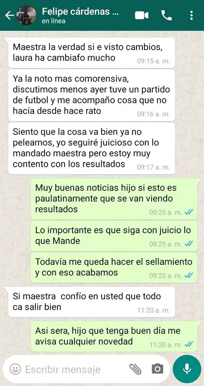 Testimonio de cliente por WhatsApp